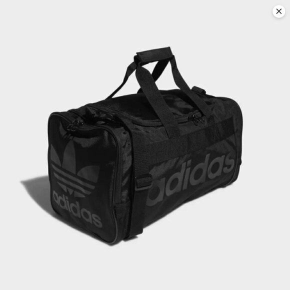 adidas Black TreFoil Santiago Duffle Travel Weekender Workout Bag - Picture 2 of 5